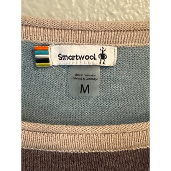 Smartwool Women's Long Sleeve Colorblock Top M Purple & Beige Wool Blend - Picture 2 of 7